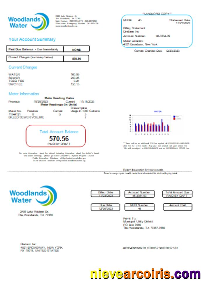 Woodlands Water utility business bill